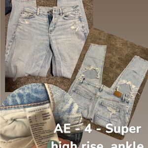 American Eagle Outfitters Women's Distressed Light Blue High Rise Jeans